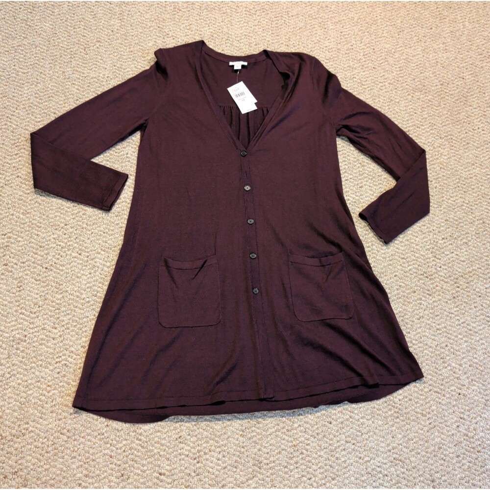 J. Jill Cardigan Sweater Women XS Spiced Wine Button Lightweight Long Classic
